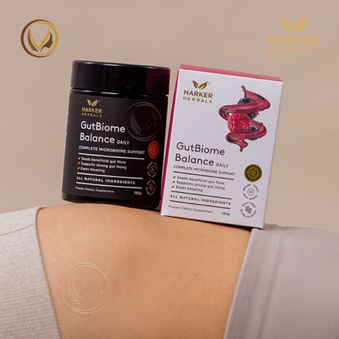 Bột cân bằng hệ vi sinh đường ruột 3 trong 1 Harker Herbals GutBiome Balance 130g