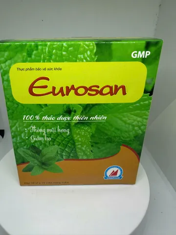 Eurosan Giảm ho, thông thoáng mủi họng, đau rát họng, khản tiếng, hắt hơi sổ mũi, cảm lạnh viên 100 ml
