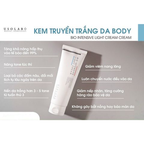 Kem Dưỡng Thể Usolab Bio Intensive Light Cream Kem Body Trắng Sáng Da Toàn Thân Kem Truyền Trắng Làm Dịu Da Chống Tăng