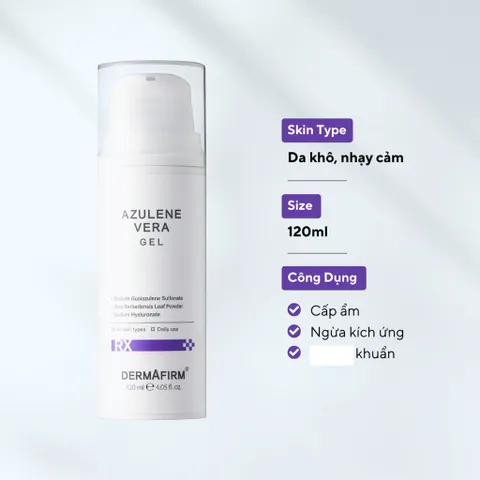 Dermafirm Azulene Vera Gel Tinh Chất Hoa Cúc Làm Dịu Phục Hồi Tái Tạo Da 120ml/1000ml Nhập khẩu từ Hàn Quốc