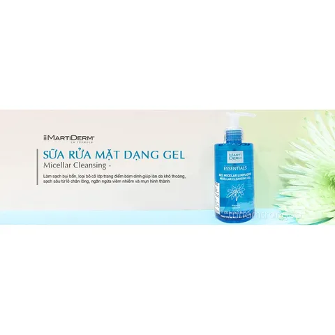 [HÀNG CÔNG TY] Gel Rửa Mặt Cho Da Hỗn Hợp, Da Dầu, Da Nhạy Cảm MartiDerm Essentials Micellar Cleansing Gel