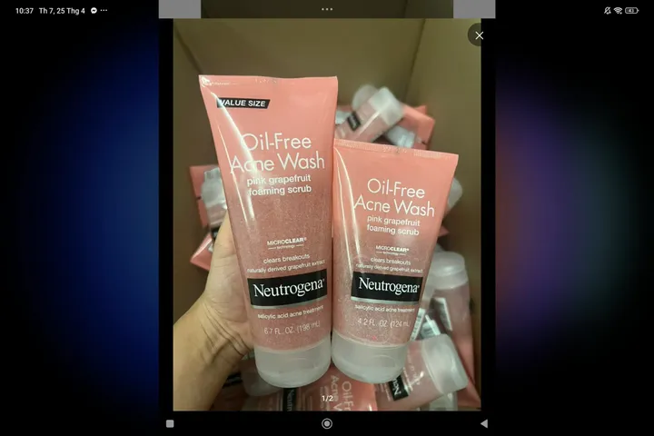 Sữa Rửa Mặt Ngừa Mụn Bưởi Hồng Neutrogena Oil-Kiểm Soát Dầu, Cấp Ẩm, Phục Hồi Da Mụn cua MY