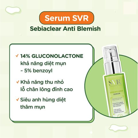 [HÀNG CÔNG TY] Tinh Chất Dưỡng Da SVR Sebiaclear Serum Làm Mờ Thâm Nám Giảm Mụn Kiềm Dầu Cấp Ẩm Chống Nhăn Mềm Mịn Da