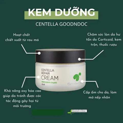 [HÀNG CÔNG TY] Kem Rau Má GoodnDoc Centella Repair Cream Dưỡng Ẩm Phục Hồi Giảm Thâm Nám Trắng Sáng Da Chống Lão Hóa