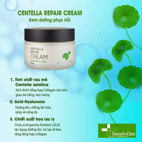 [HÀNG CÔNG TY] Kem Rau Má GoodnDoc Centella Repair Cream Dưỡng Ẩm Phục Hồi Giảm Thâm Nám Trắng Sáng Da Chống Lão Hóa