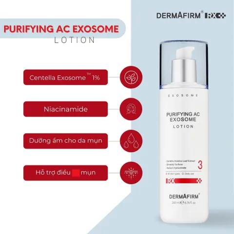 Sữa dưỡng Dermafirm Purifying AC Exosome Lotion chăm sóc da dầu mụn 120ml - 200ml