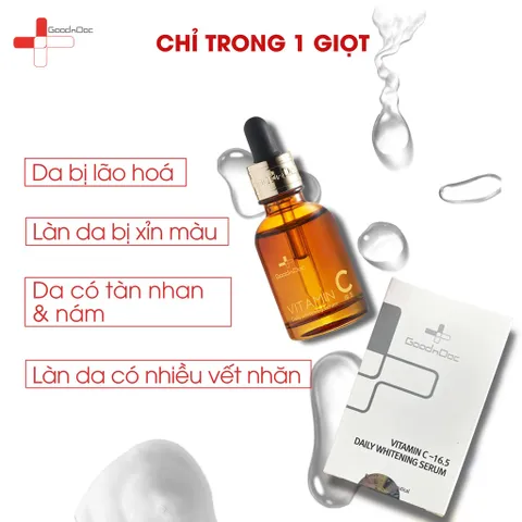 [HÀNG CÔNG TY] Serum dưỡng trắng sáng da, giảm thâm nám sạm da, chống lão hóa Goodndoc Vitamin C 16.5 Daily Whitening
