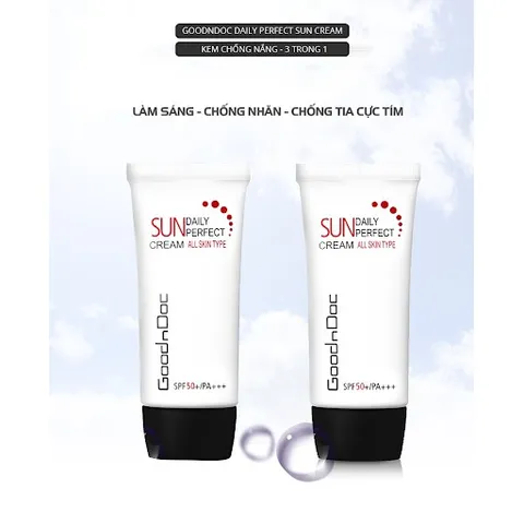 [HÀNG CÔNG TY] Kem chống nắng dưỡng sáng da ngừa lão hóa 3 in 1 Goodndoc Daily Perfect Suncream SPF 50+/PA+++ 50ml
