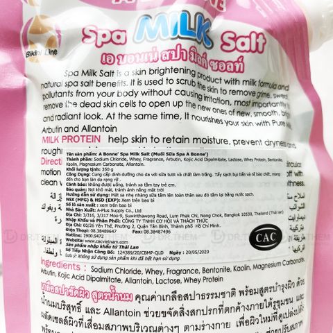 Muối Tắm Sữa Bò A Bonne Spa Milk Salt Tẩy Tế Bào Da Chết Dưỡng Ẩm Body Cơ Thể Trắng Sáng Mềm Da Abonne Thái Lan 350g