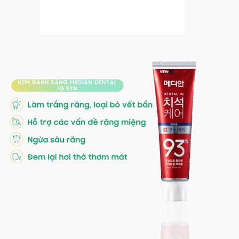HÀNG CÔNG TY - Kem đánh răng MEDIAN Dental IQ 93% Làm sạch trắng sáng răng giúp răng chắc khỏe - Hàn Quốc 120g