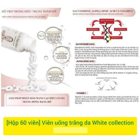 BẢO HÀNH 3 THÁNG - Viên Uống Trắng Da Giảm Sạm Nám Chống Lão Hoá WHITE Collection A+ Nutrition Hộp 60 Viên