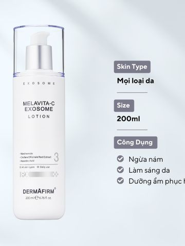 Sữa dưỡng Dermafirm Melavita - C Exosome Lotion Tái Sinh Trắng Sáng Da 200ml
