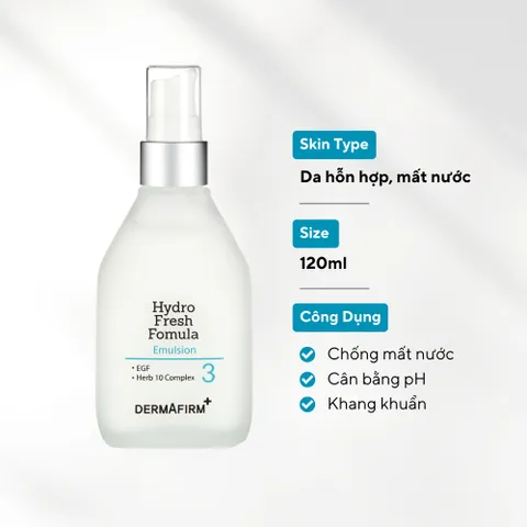 HÀNG CÔNG TY - Sữa Dưỡng Cấp Nước Dermafirm Hydro Fresh Formula Tinh Chất Hydro Tươi Dưỡng Ẩm Cấp Tốc Da Mặt
