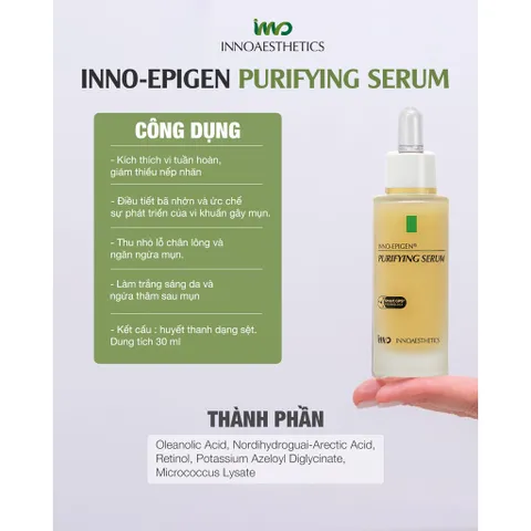 HÀNG CÔNG TY - Tinh Chất Giảm Mụn Điều Tiết Tuyến Bã Nhờn Kiềm Dầu Innoaesthetics Inno PURIFYING SERUM 30ml