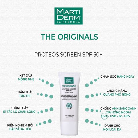 HÀNG CHÍNH HÃNG - Kem Chống Nắng Cho Da Dầu Mụn Nám Tăng Sắc Tố MartiDerm Proteos Screen SPF50+ Fluid Cream