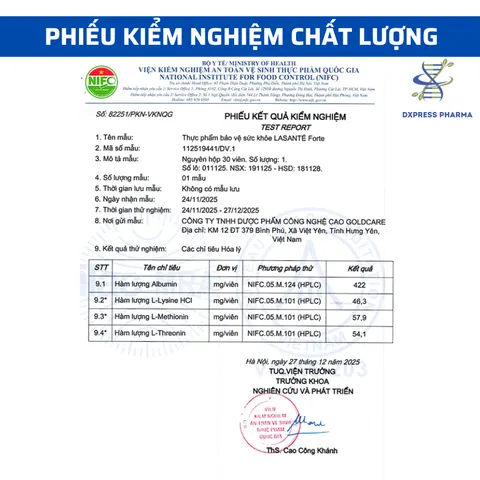 Viên Uống Bổ Sung Albumin Lasante Forte - Tăng Cường Sức Khỏe Cho Người Dưỡng Sức, Mới Ốm Dậy Hộp 30 Viên