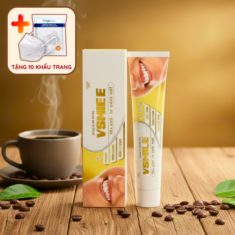 Kem Đánh Răng Vsmile 150g - Hương Vị Cà Phê Thơm Mát, Bảo Vệ Răng Miệng, Sạch Mảng Bám, Hơi Thở Tươi Mát Suốt 24 Giờ