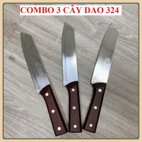 ( COMBO 3) Cây Dao Cán Gỗ Cắt Gọt Trái Cây, Rau Củ Siêu Bén, Dao Japan Cán Gỗ