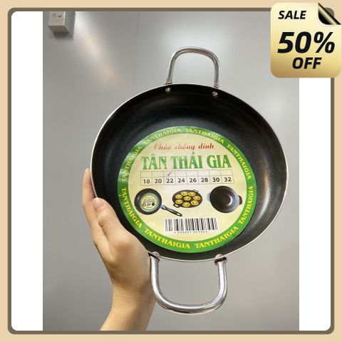 Chảo chống dính 2 quai Tân Thái Gia 22cm- Chảo xào chống dính,chảo nhôm 22cm