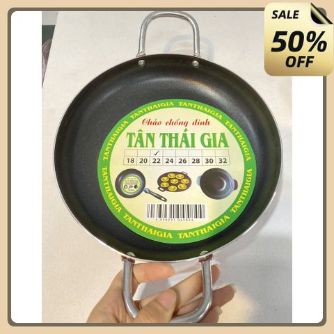 Chảo chống dính 2 quai Tân Thái Gia 22cm- Chảo xào chống dính,chảo nhôm 22cm
