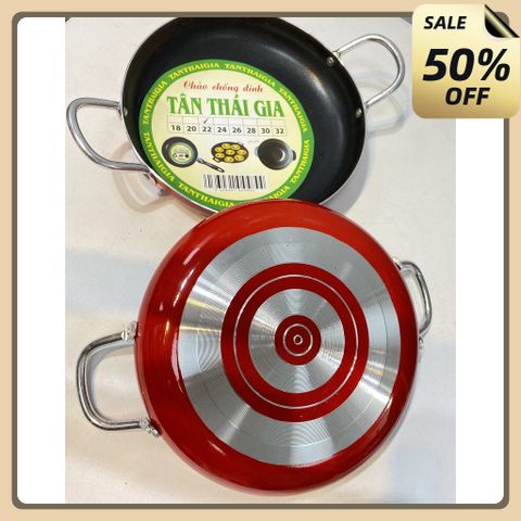 Chảo chống dính 2 quai Tân Thái Gia 22cm- Chảo xào chống dính,chảo nhôm 22cm