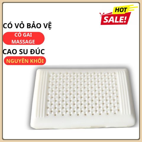 [BH 1NĂM] Gối Cao Su Ôm Đúc Nguyên Khối 100% cao su thiên nhiên Cao Cấp Có Gai Massage Vai Cổ Gáy, hỗ trợ vai gáy