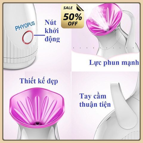 Máy xông hơi mặt MINI PHYOPUS  2 trong 1 ,Máy xông chanh sả, phun sương tinh dầu mini công nghệ nano mini cao cấp