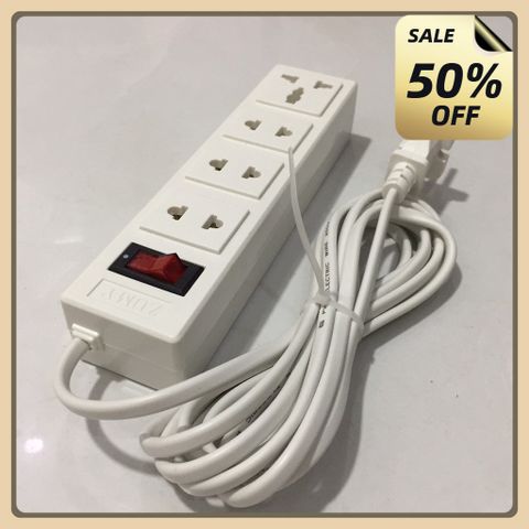 Ổ cắm điện dây dài 3m có công tắc 4 lỗ. Ổ cắm điện loại tốt , Ổ cắm chống cháy 2200W có nhíp đàn hồi