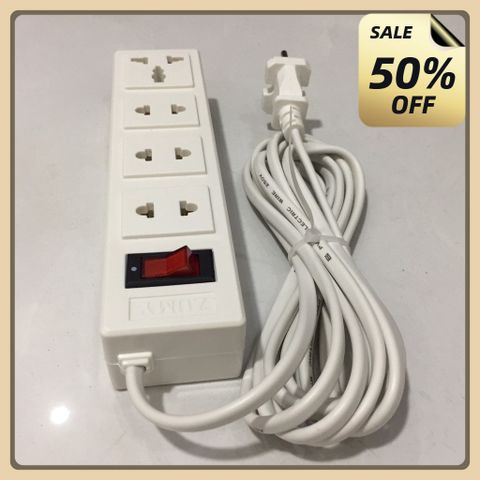 Ổ cắm điện dây dài 3m có công tắc 4 lỗ. Ổ cắm điện loại tốt , Ổ cắm chống cháy 2200W có nhíp đàn hồi