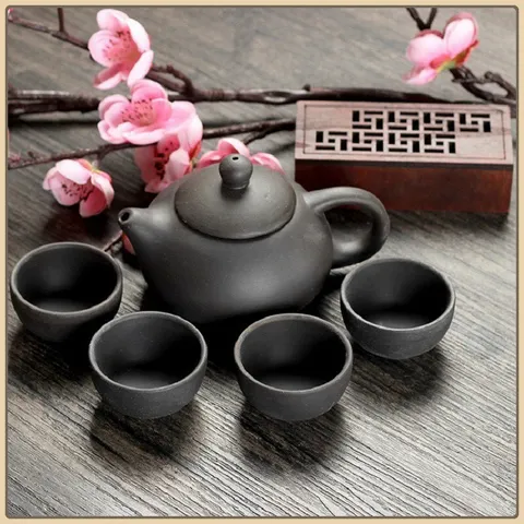 Bộ Ấm Trà Tử Sa Cao Cấp Gồm 1 Bình Kèm 6 Ly - Sang Trọng - Quái Phái. Có Hộp