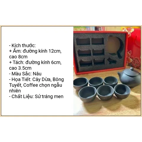 Bộ Ấm Trà Tử Sa Cao Cấp Gồm 1 Bình Kèm 6 Ly - Sang Trọng - Quái Phái. Có Hộp