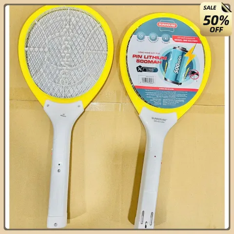 Vợt muỗi, Vợt bắt muỗi Sunhouse SHE-EECVM11, nhựa ABS chịu va đập mạnh,có đèn báo sạc, bảo hành 1 năm