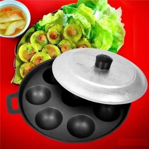 Khuân bánh khọt 8 lỗ và12 lỗ bánh .Khuân Chống Dính Sài Tiện  lợi Kèm Nắp Đậy