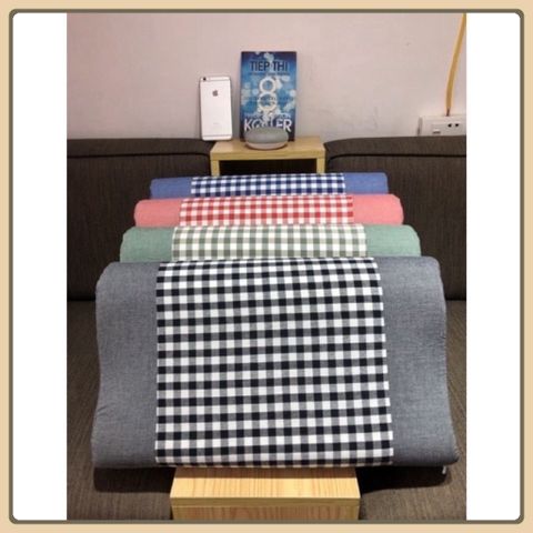 Gối cao su non kẻ người lớn kèm vỏ gối kích thước 30x50cm,gối cao su lượn