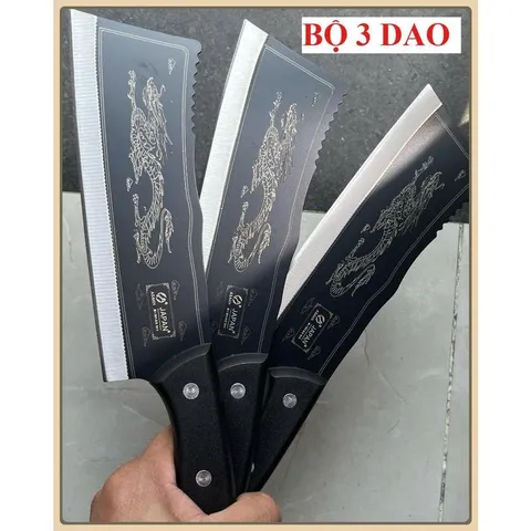 COMBO 3 Dao Làm Bếp Cao Cấp Cán Nhựa. Lưỡi Dao Sắc Bén, Là Trợ Thủ Đắc Lực Của Mọi Nhà