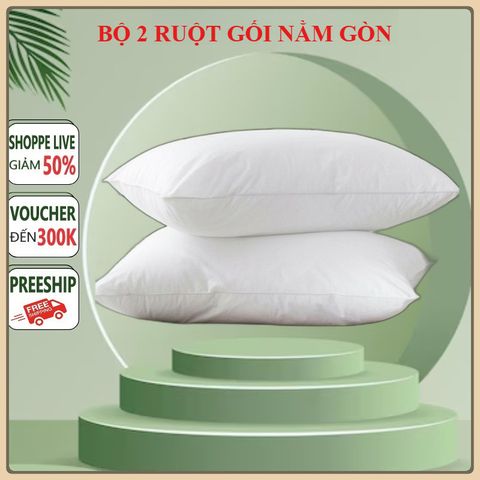 Combo 2 gối nằm ép hơi cao cấp có khóa kéo, bộ hai ruột gối nằm gòn