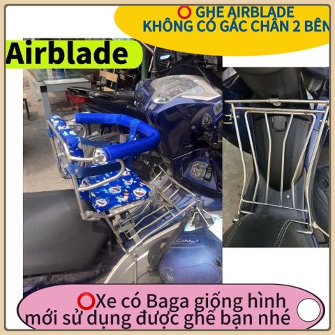 [ SỐ GẬP AB VÒNG ] GHẾ SỐ GẬP INOX XE AIRBLADE AN TOÀN CHO BÉ,GHẾ XE MÁY