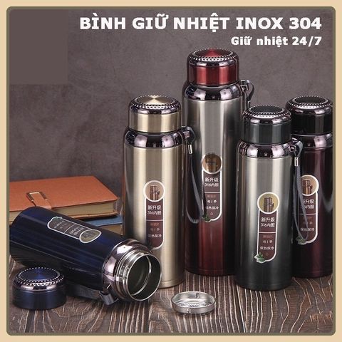 Bình Giữ Nhiệt Nóng - Lạnh cao cấp - Inox 316 loại 1000ml loại  nắp kim cương