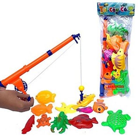 Đồ chơi câu cá 2 cần loại to cho bé - Đô chơi câu cá- túi câu cá 2 cần hàng VN