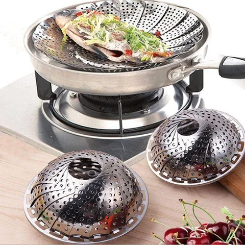 Combo 3 Vỉ hấp inox đa năng 23cm, vỉ hấp chưng thiết kế hình cánh sen gấp gọn tiện dụng inox 304