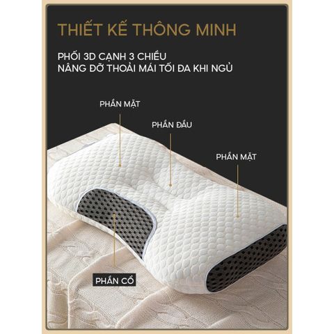 Gối công thái học lõi bông gòn kháng khuẩn 750G, Ruột gối chống đau mỏi cổ vai gáy TIẾN ĐẠT