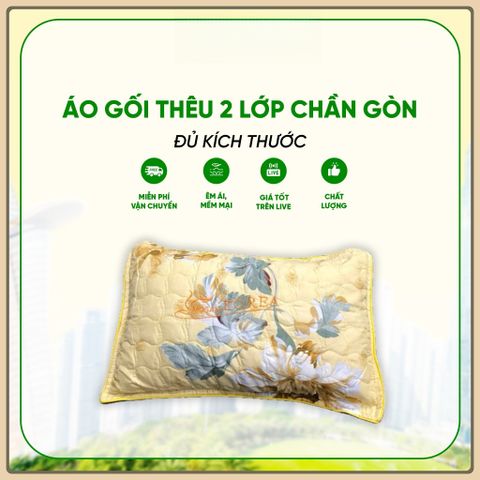 Combo 4 áo gối nằm cotton poly màu, trần bông 3 lớp, kích thước 50x70, có khoá kéo áo gối nằm 50x70cm áo  gối