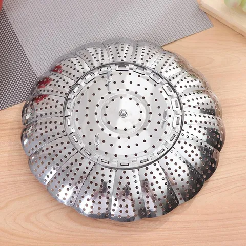 Combo 3 Vỉ hấp inox đa năng 23cm, vỉ hấp chưng thiết kế hình cánh sen gấp gọn tiện dụng inox 304