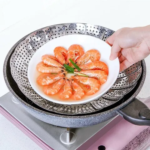 Combo 3 Vỉ hấp inox đa năng 23cm, vỉ hấp chưng thiết kế hình cánh sen gấp gọn tiện dụng inox 304