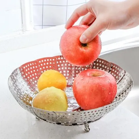 Combo 3 Vỉ hấp inox đa năng 23cm, vỉ hấp chưng thiết kế hình cánh sen gấp gọn tiện dụng inox 304