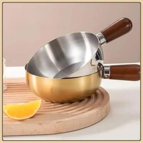 COMBO 2 Nồi Inox 304 Mini Có Tay Cầm Cân Gỗ Cao Cấp, KÍCH THƯỚC 14cm Bát Mì Tức Thì, Bát Salad, Nồi Súp, Lấu Ăn Dặm