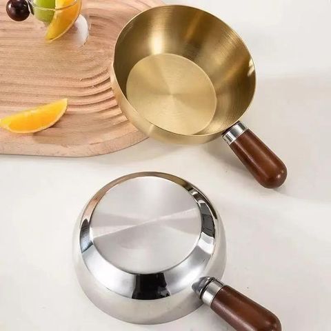 COMBO 2 Nồi Inox 304 Mini Có Tay Cầm Cân Gỗ Cao Cấp, KÍCH THƯỚC 14cm Bát Mì Tức Thì, Bát Salad, Nồi Súp, Lấu Ăn Dặm
