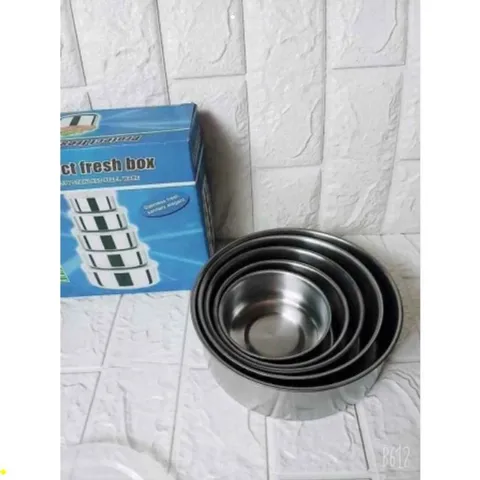 Bộ 5 hộp lạnh inox tròn, Hộ lạnh đựng thực phẩm inox, Combo 5 hộp inox