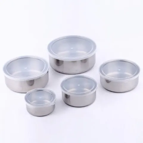 Bộ 5 hộp lạnh inox tròn, Hộ lạnh đựng thực phẩm inox, Combo 5 hộp inox