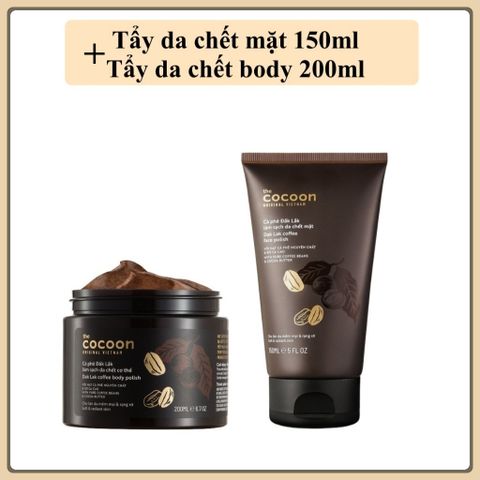 Tẩy Da Chết Mặt Cà Phê Đắk Lắk Cocoon Cho Làn Da Mềm Mại Rạng Rỡ 150ml và body 200ml
